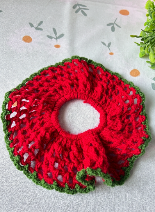 Sweet Watermelon Crochet Scrunchie