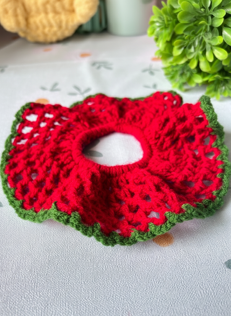 Sweet Watermelon Crochet Scrunchie
