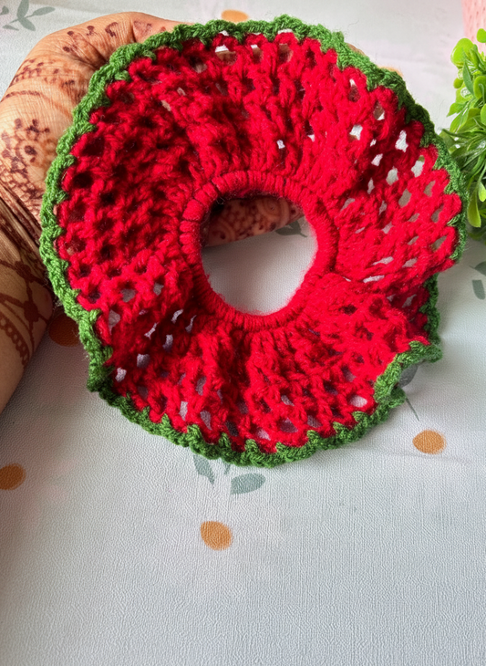Sweet Watermelon Crochet Scrunchie