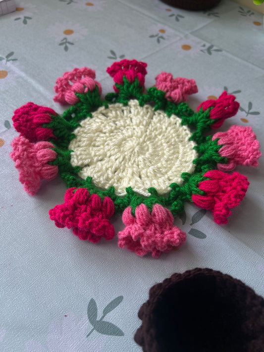 Blooming Rose Garden Crochet Coaster