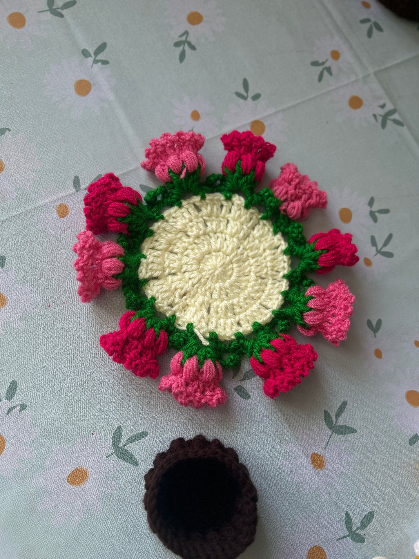 Blooming Rose Garden Crochet Coaster