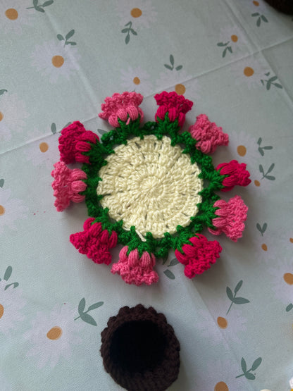 Blooming Rose Garden Crochet Coaster