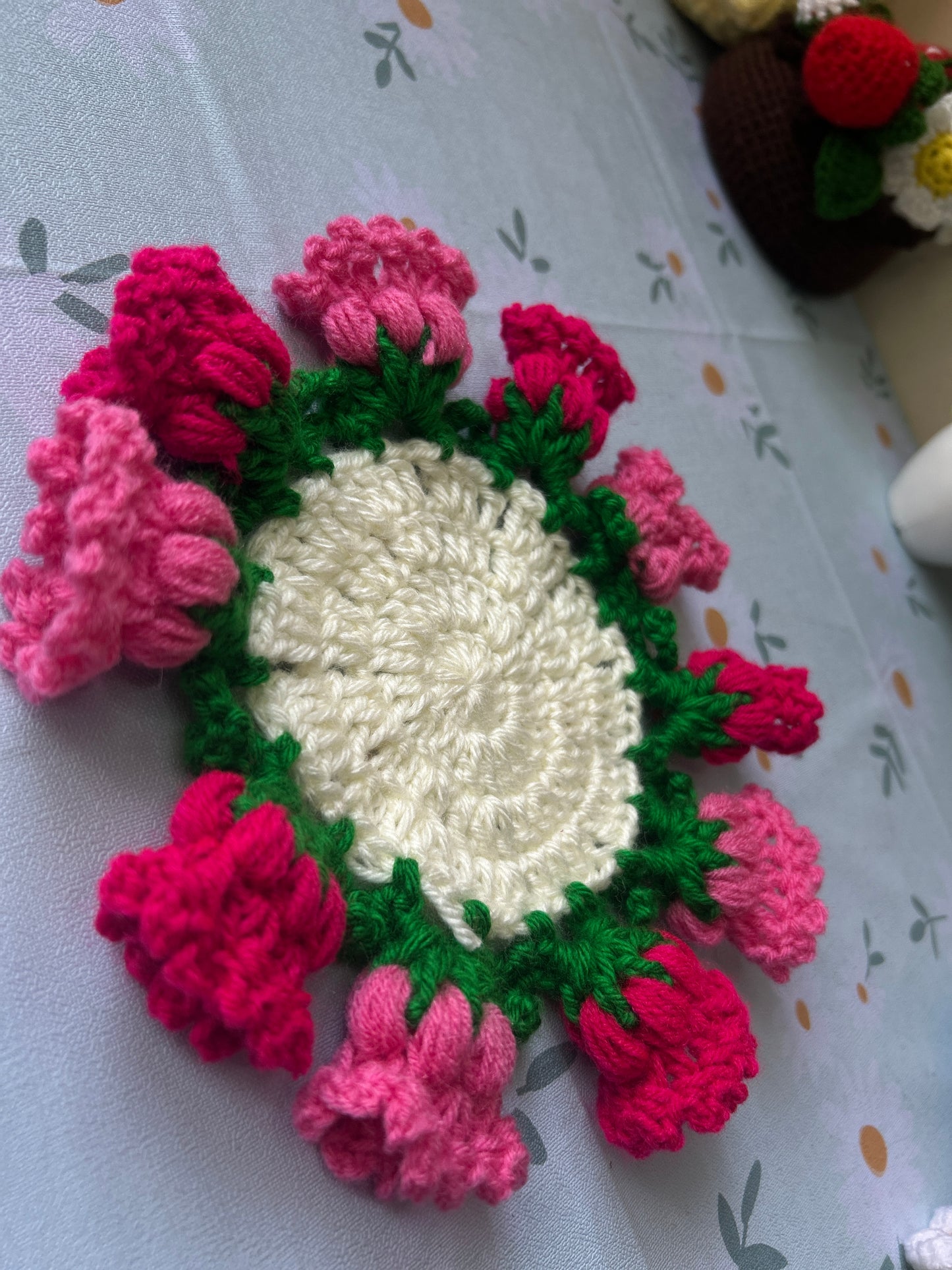 Blooming Rose Garden Crochet Coaster