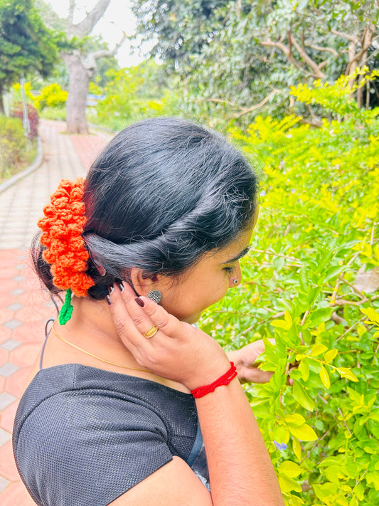 Orange Flower Garland Scrunchie