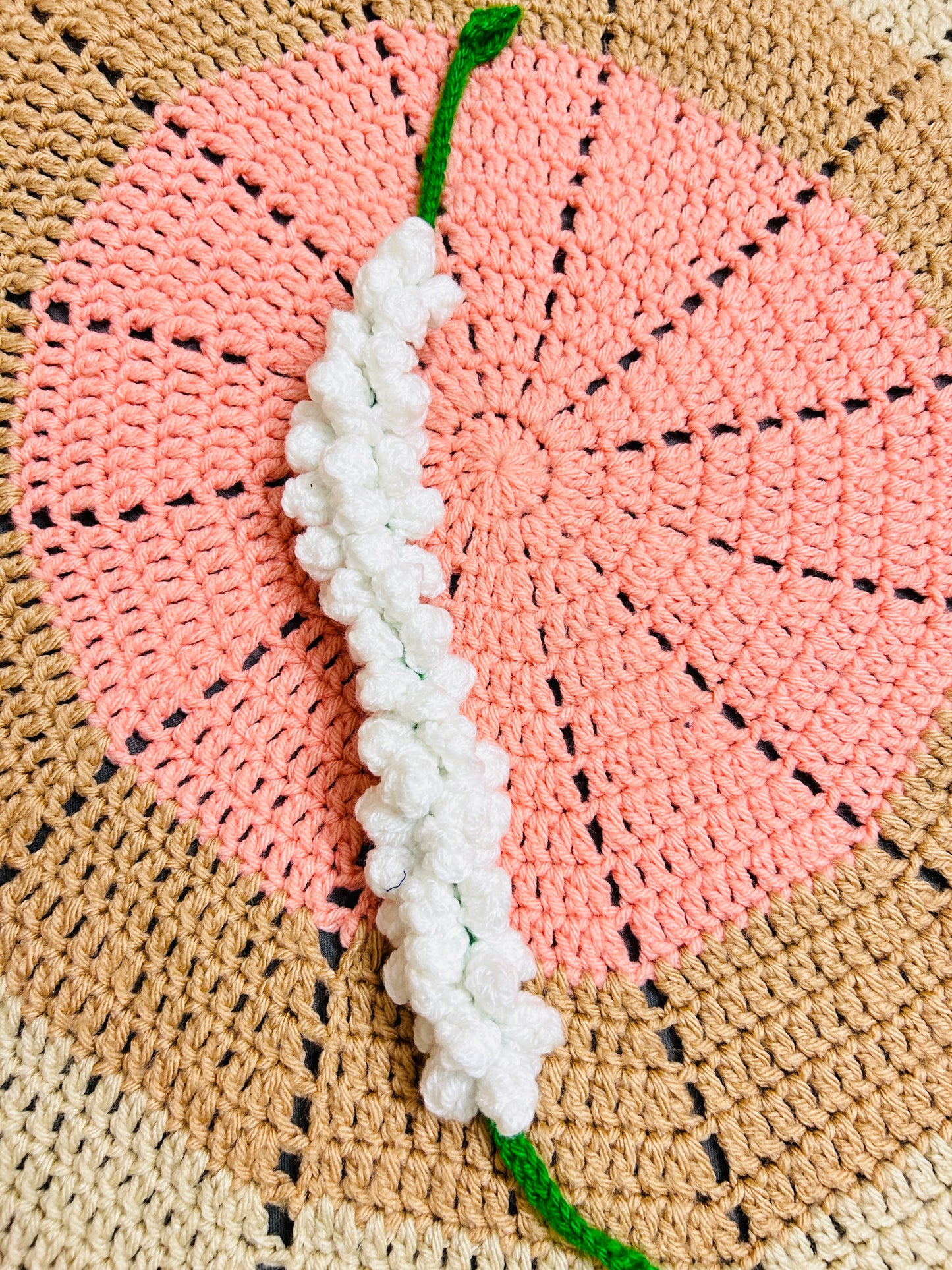 Crocheted White Jasmine Garland Hair Tie